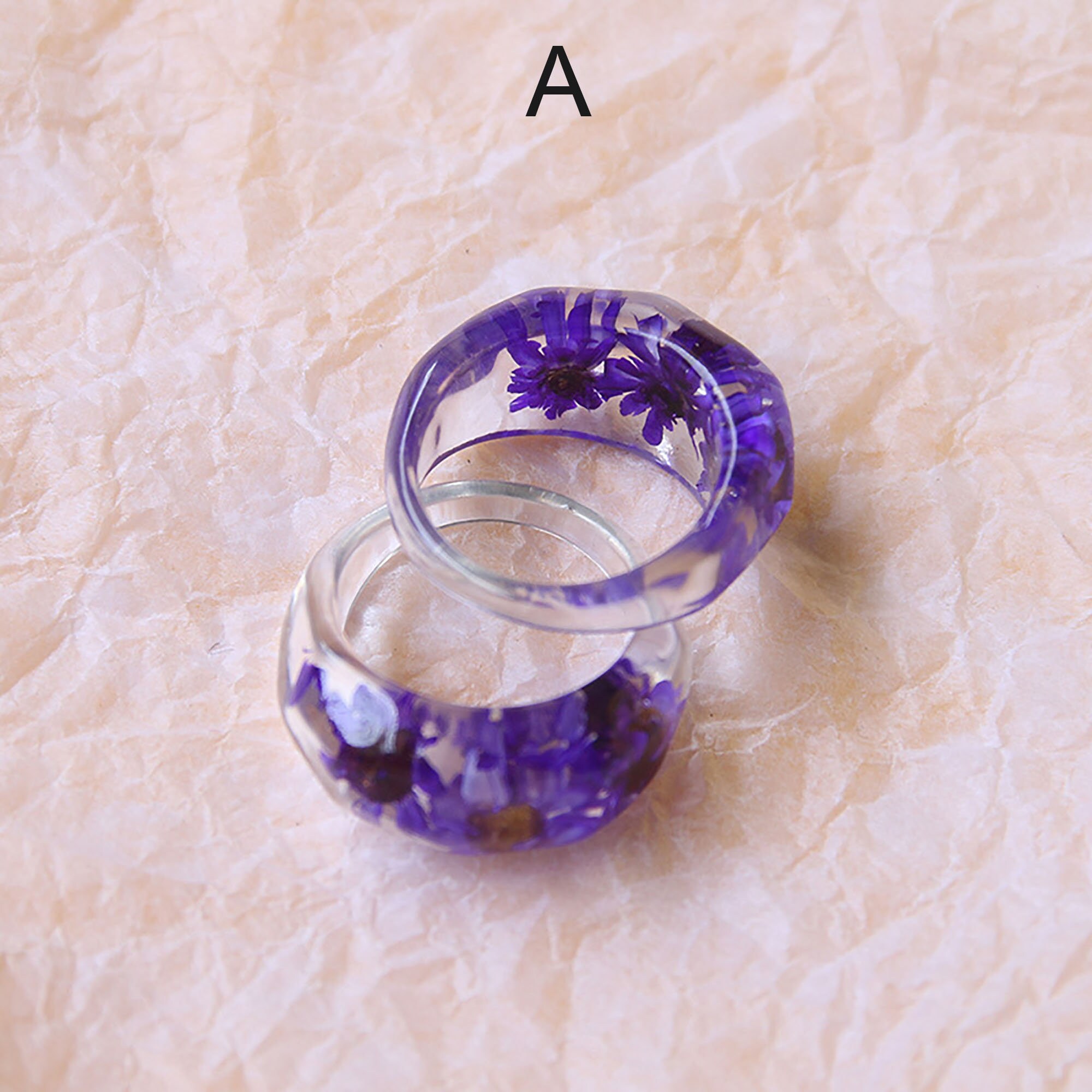Transparent Epoxy Flower Ring Dry Flower Ring Acrylic Flower Etsy