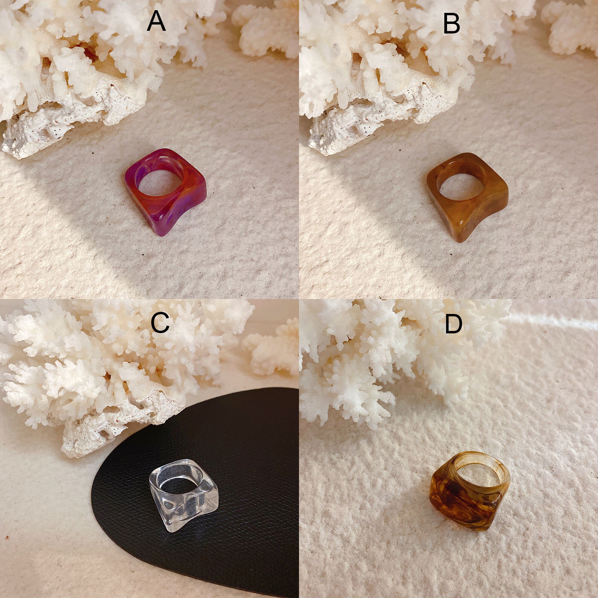 Tortoise Shell Acetate Resin Stacking Rings Chunky Resin Etsy