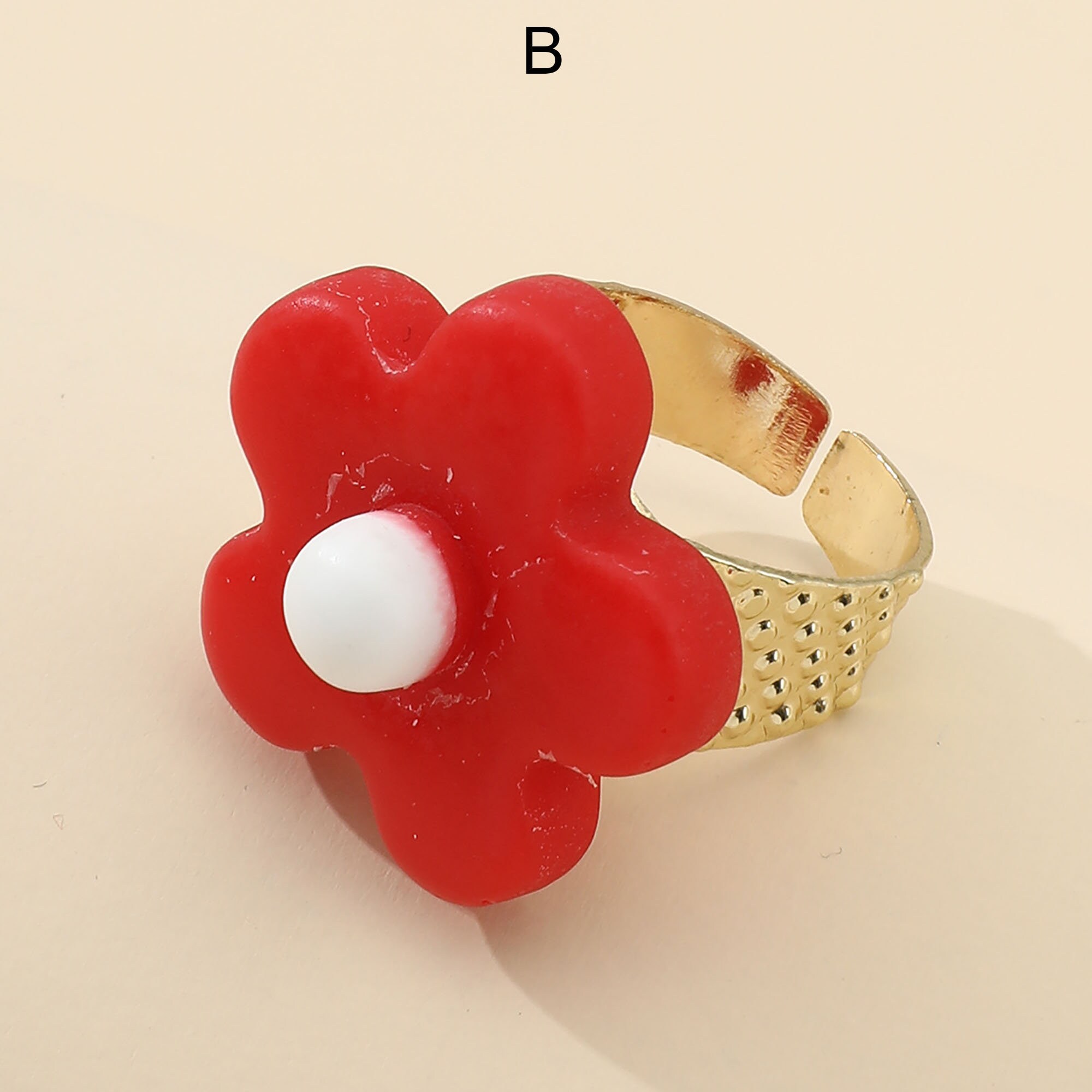 Acrylic Flower Ring Resin Flower Ring Colorful Acrylic Etsy