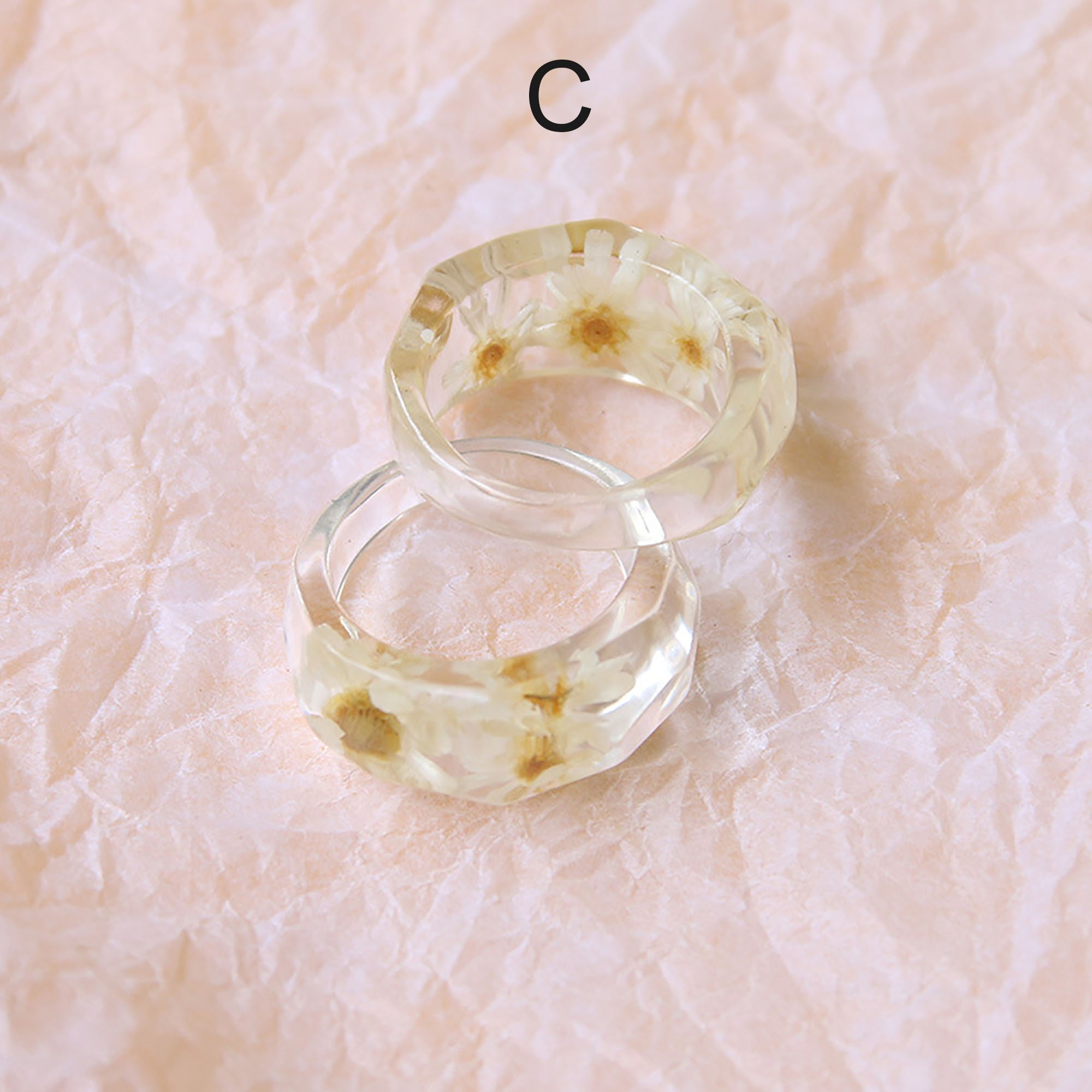 Transparent Epoxy Flower Ring Dry Flower Ring Acrylic Flower Etsy