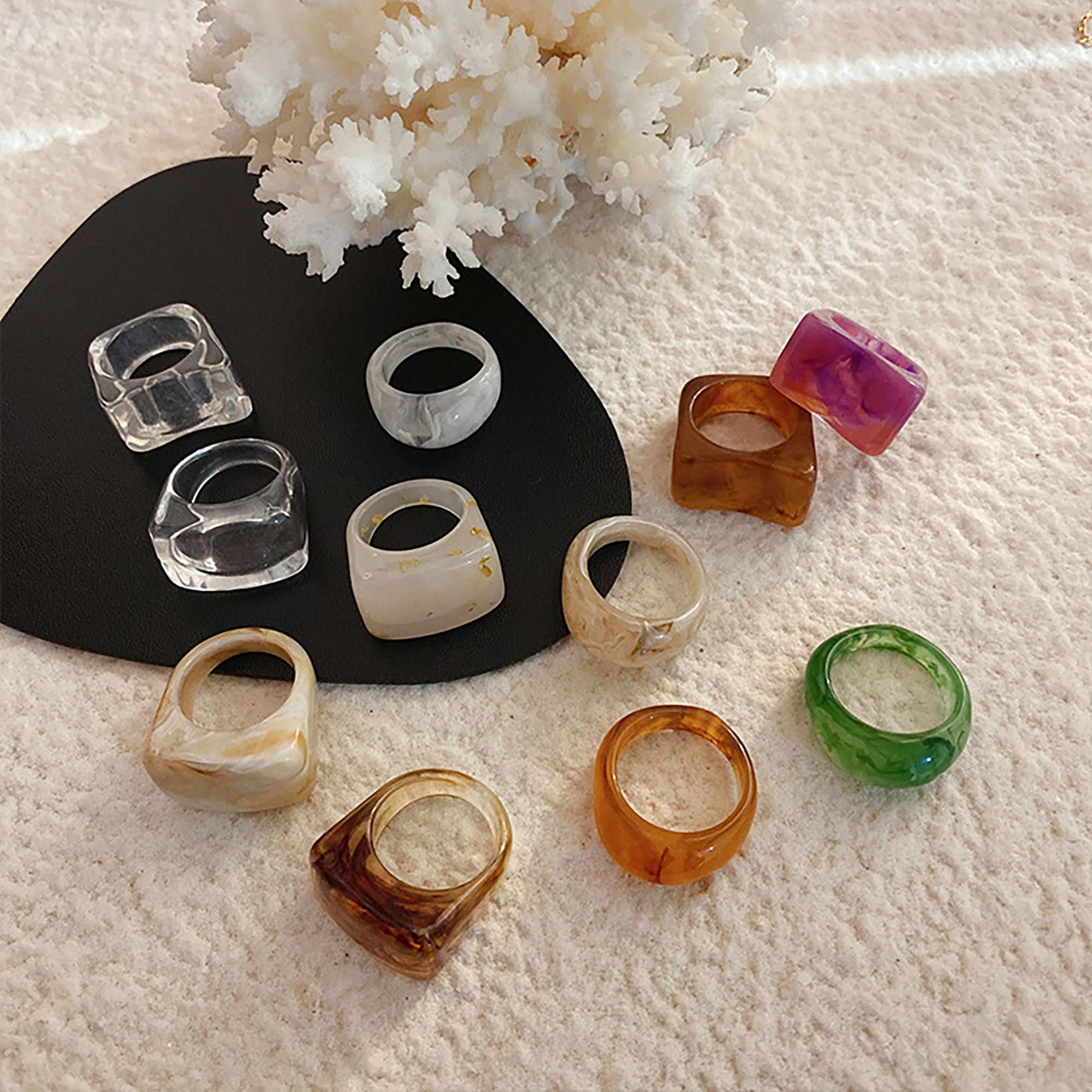 Tortoise Shell Acetate Resin Stacking Rings Chunky Resin Etsy