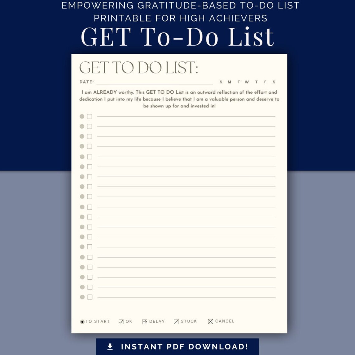 Printable GET TO DO List for High Achievers; Printable to Do List ...