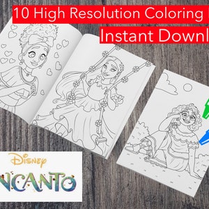 10 Printable Encanto Coloring Pages, Isabela, Mirabel, Luisa, Bruno Adult & Kids Coloring Book