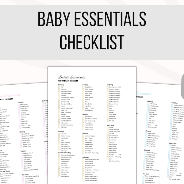 Printable Baby Essentials Checklist | Pregnancy Checklist | Printable Checklist