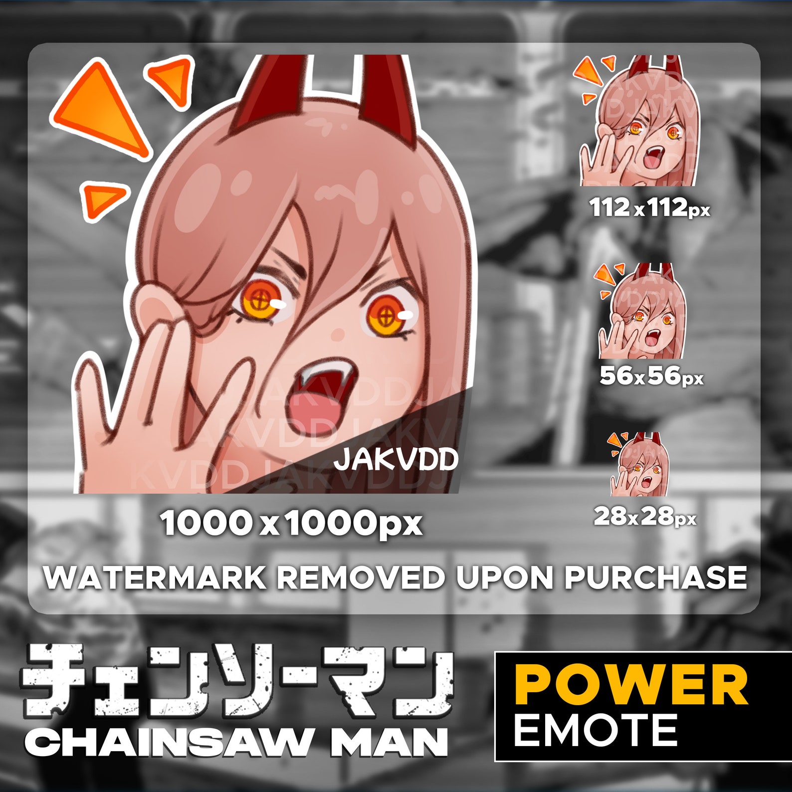 Chainsaw Man Emotes POWER pack of 3 // Cute Kawaii Etsy