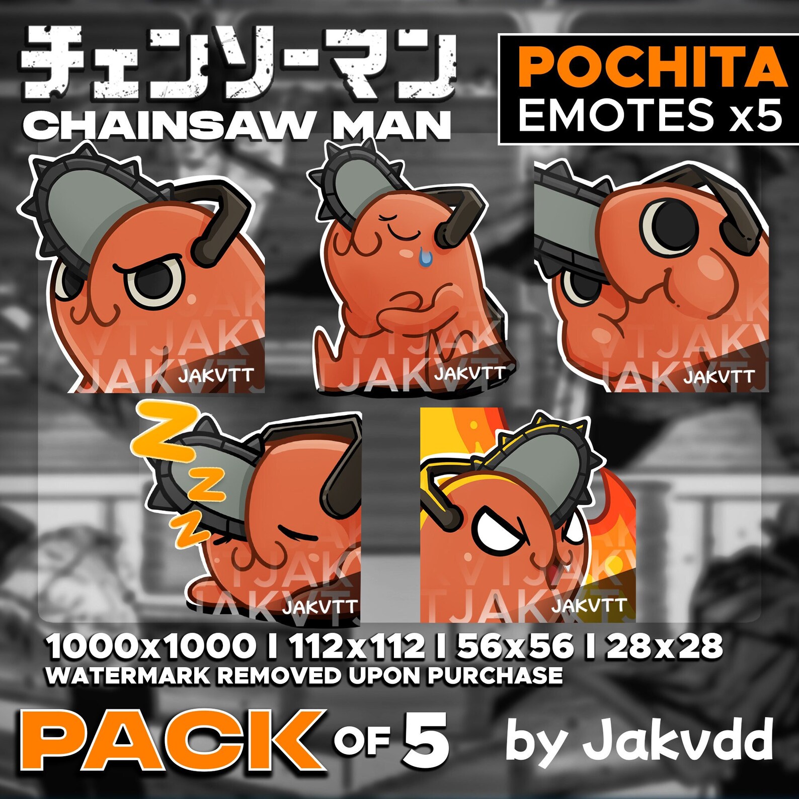 Chainsaw Man Emotes POCHITA pack of 5 // Cute Kawaii Anime Etsy Canada