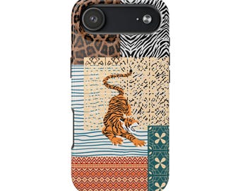 Tijger patchwork telefoonhoesje | Telefoonhoesje collage met dierenprint