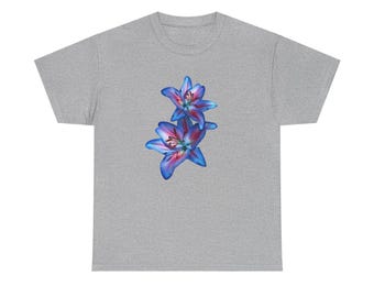 Blue Purple Lily Flowers Tee