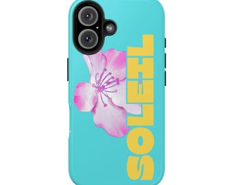 Pink Blossom-telefoonhoesje 'Soleil' | Stoer telefoonhoesje, turquoise bloemen