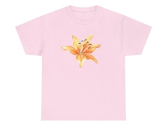 Orange Tiger Lily Flower Tee | Floral Watercolor Flower Shirt