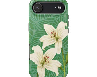 Stoer telefoonhoesje witte lelie bloemen