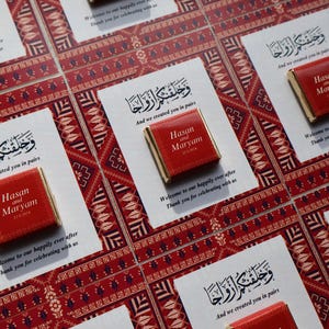 Palestinian Tatreez Keffiyeh Wedding Chocolate Cards Favors Arabic We Created You In Pairs Muslim Nikkah Gifts Custom Katb Kitab Bride Groom