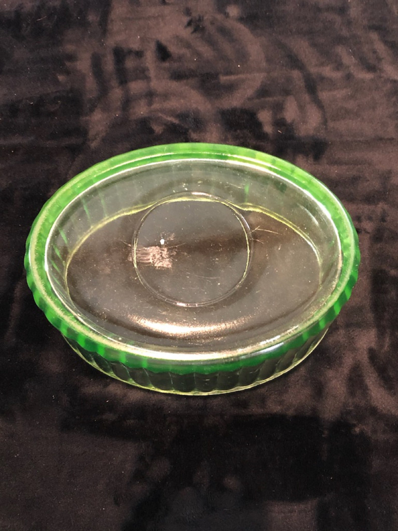 Green Vaseline Glass Oval Bowl. Etsy