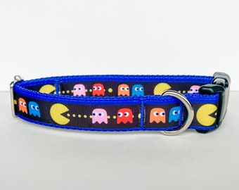 Pac-Man Inspired Dog Collar, Retro Arcade Game Dog Collar, Vintage Video Game Dog Collar, Adjustable Dog Collar