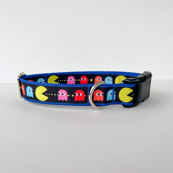 Pac man Inspired Dog Collar Retro Arcade Game Dog Collar Vintage Video Game Dog Collar Adjustable Dog Collar Etsy