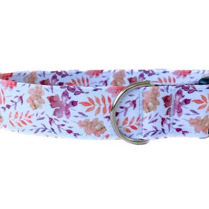 Wide Watercolor Leaves Dog Collar For Fall Autumn, Handmade Adjustable Dog Collar