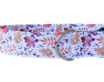 Handmade Watercolor Leaves Dog Collar: Adjustable Fall Autumn Style