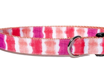 Tie-Dye Dog Collar: Coral Nylon, Adjustable Summer Style