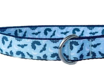 Handmade Halloween Dog Collar: Bat & Moon Ribbon, Adjustable