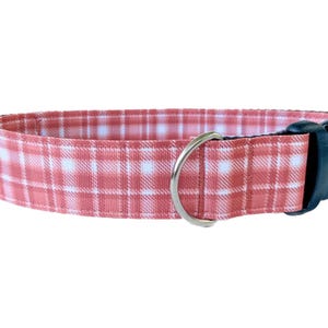 Wide Cinnamon Plaid Dog Collar For Fall Autumn, Handmade Adjustable Dog Collar