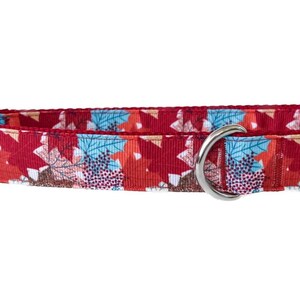 Fall Autumn Burgundy, Orange, & Teal Falling Leaves Grosgrain Ribbon Adjustable Dog Collar