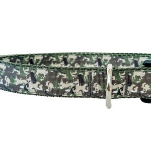 Dog Shapes Camouflage Dog Collar, Green Brown Camo Dog Collar, Adjustable Dog Collar