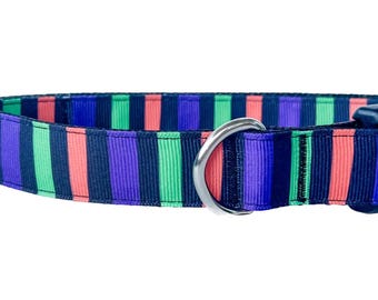 Halloween Striped Dog Collar: Handmade Adjustable Grosgrain Ribbon