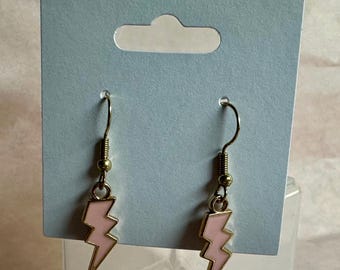 Lightening Bolt Earrings- Light Pink