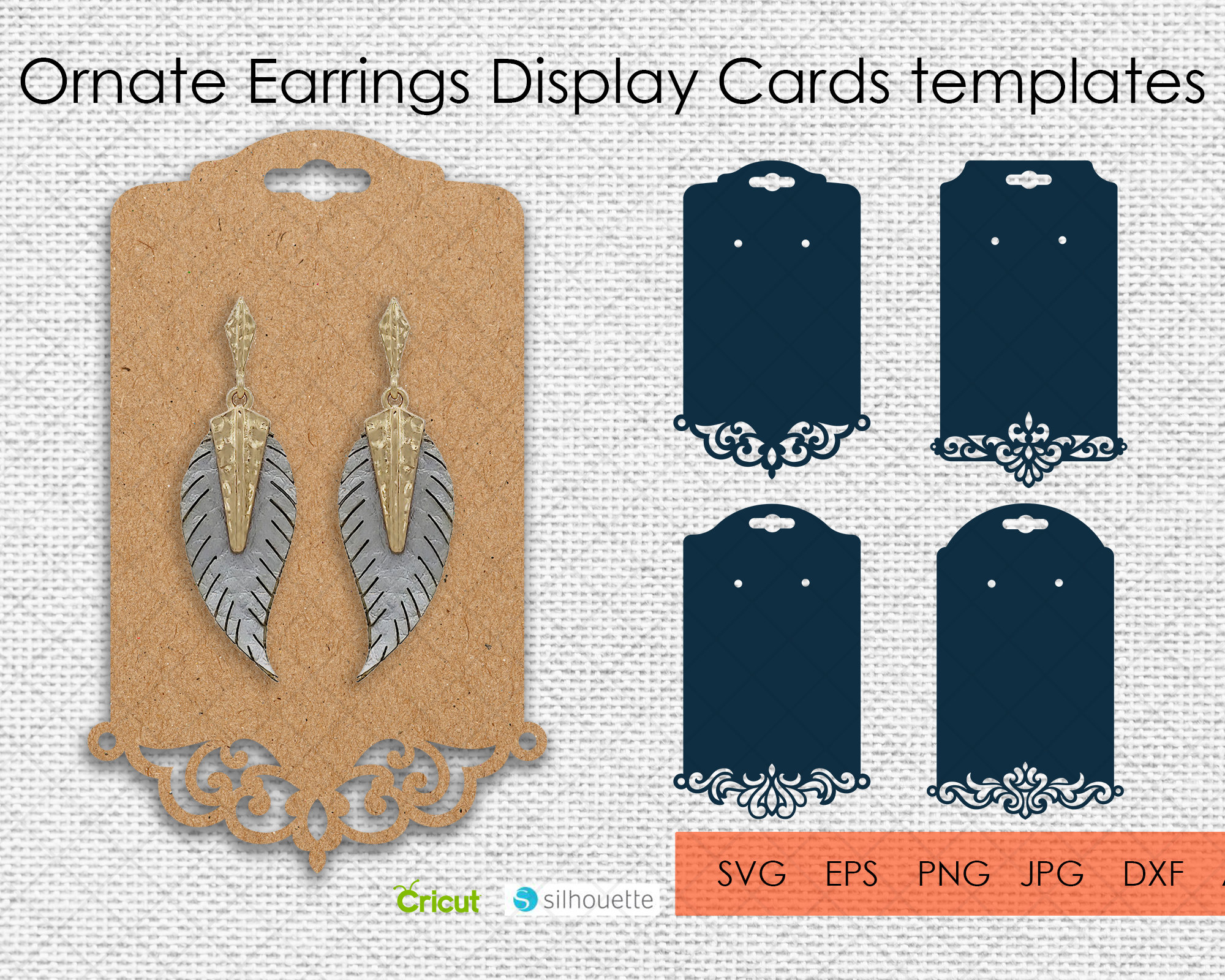 Jewelry Card Holder Templates,earrings Card Holder Template,jewelry  Template Card,jewellery Card SVG,PNG, Dxf,pdf Cricut, Silhouette Studio 