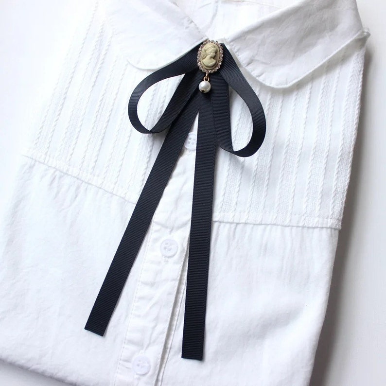 Handmade vintage Bow Tie / Ribbon / costume / brooch zdjęcie 3