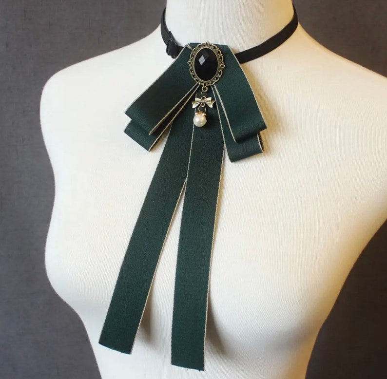 Handmade vintage Bow Tie / Ribbon / costume / brooch zdjęcie 7