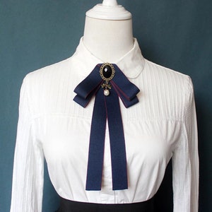 Handmade Vintage Bow Tie / Ribbon / costume / brooch