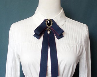 Handmade vintage Bow Tie / Ribbon / costume / brooch