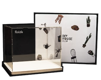 Robotime Rolife Display Case Dust Cover For DIY Miniature House kits DF01M Medium