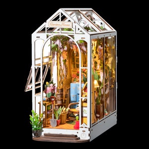 Rolife Book Nook Garden House DIY Miniature Green House Model Kit, Build your own craft kit TGB06