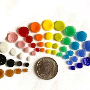 COE 96 fused glass circles, 1/8 to 3/8 inch mix, various colors - pack of 50