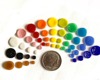 Círculos de vidrio fundido COE 96, de 1/8 a 3/8 de pulgada, varios colores - paquete de 50
