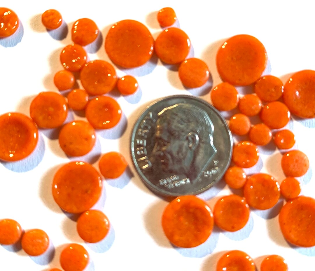 COE 96 Fused Glass Circles 1/8 to 3/8 Inch Mix Opal Orange Pack of 50