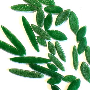 COE 96 fused glass leaves / petals, green, mixed sizes - pack of 30