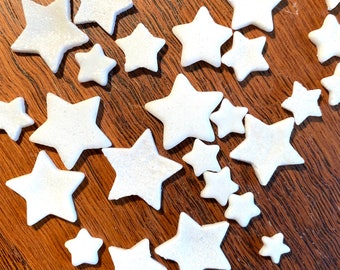 COE 96 fused glass stars, white mix  - 3/8 to 3/4 inch pack of 15