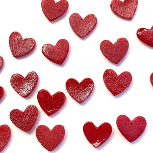 COE 96 fused glass hearts, opal red, 3/8 inch - pack of 24