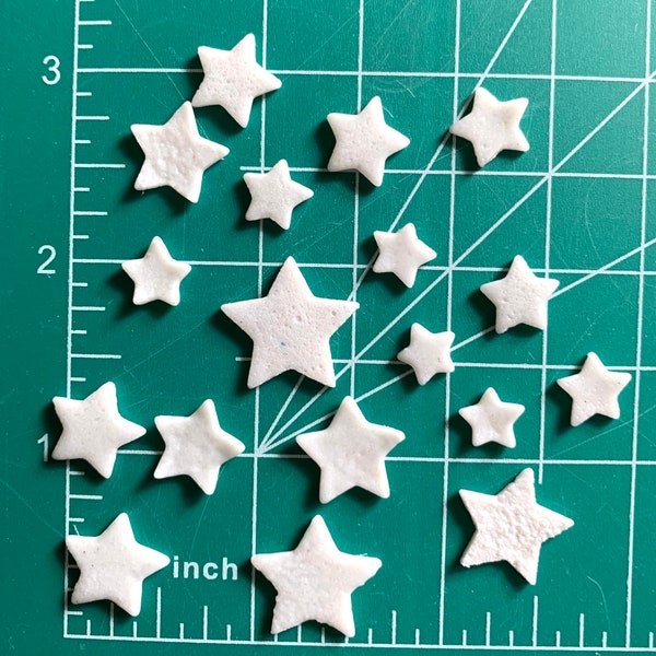 COE 96 fused glass stars, white mix  - 3/8 to 3/4 inch pack of 18