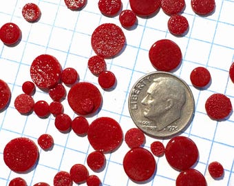 COE 96 fused glass circles, 1/8 to 3/8 inch mixed sizes - opal red - pack of 50