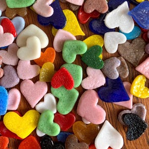 COE 96 Fused Glass Hearts, mixed colors - 3/8" to 1/2" - pack of 24
