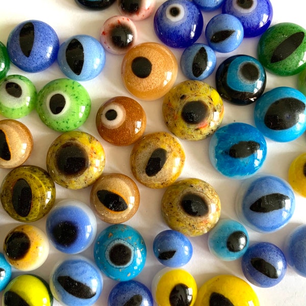 COE 96 fused glass eyes  cabochons