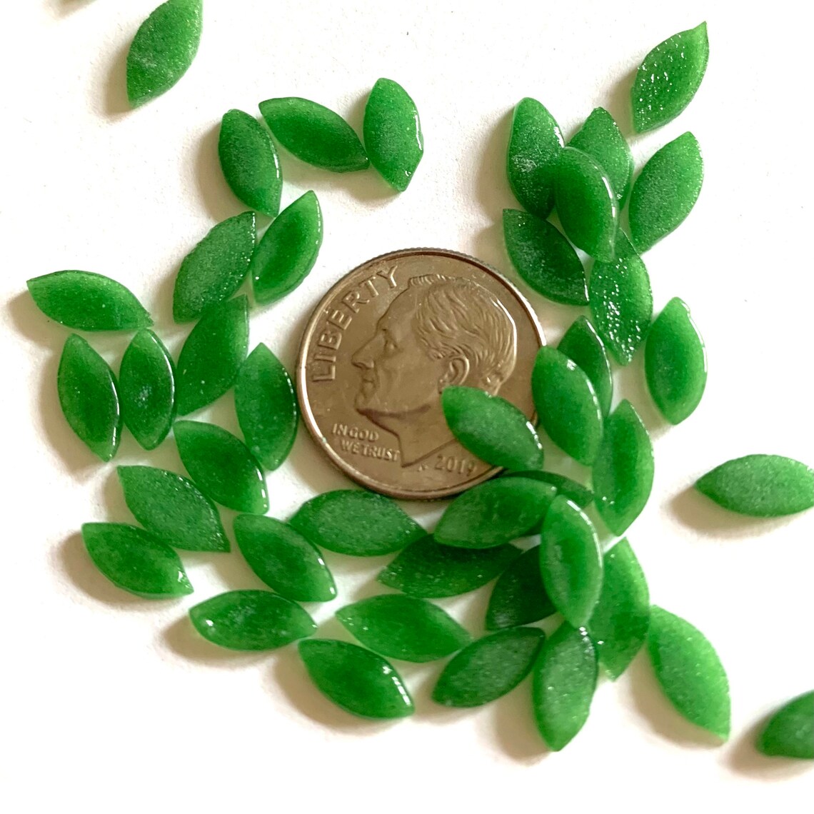 COE 96 fused glass leaves / petals 3/8 inch green pack Etsy