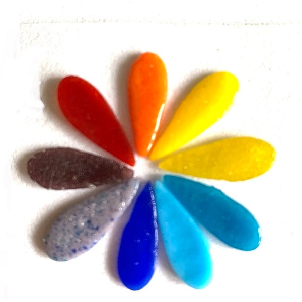 COE 96 fused glass flower petals, teardrop,  5/8 inch - pack of 24