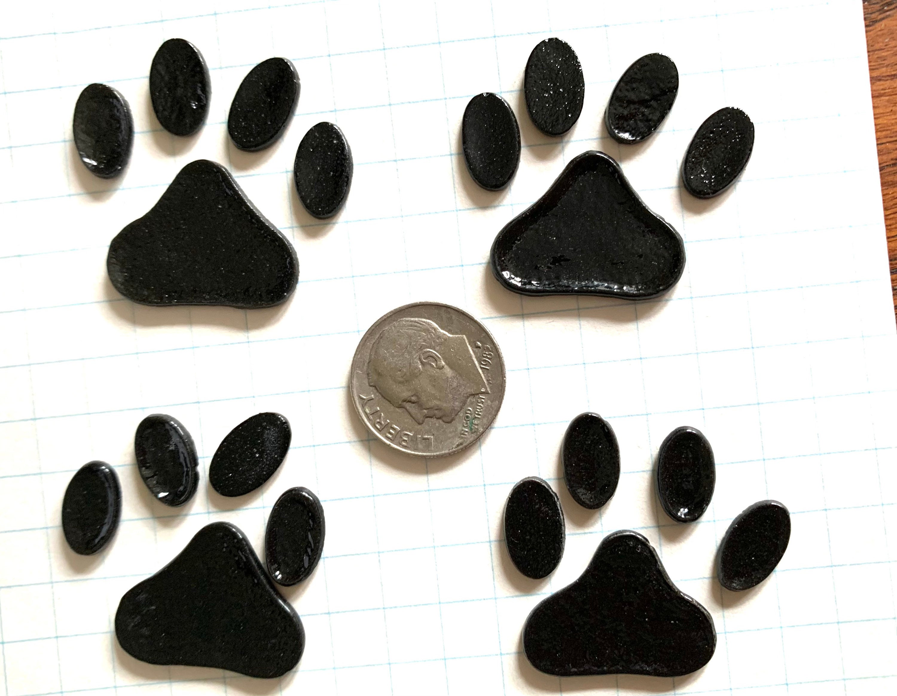 COE 96 fused glass dog paw 1 inch pack of 4 sets Etsy