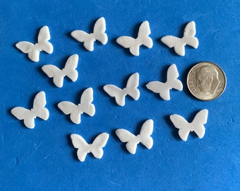 COE 96 fused glass butterflies, white - 3/4 inch - pack of 12