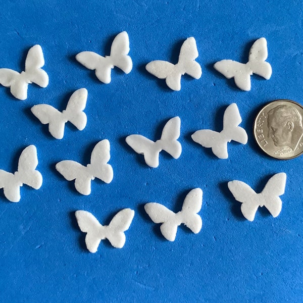 COE 96 fused glass butterflies, white - 3/4 inch - pack of 12